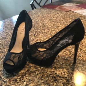 Guess Shoes - Gorgeous black lace peep toe heels Guess Shoes - Gorgeous black lace peep toe heels